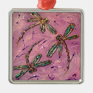 Dragonfly Pink Fizz Ornament Aus Metall
