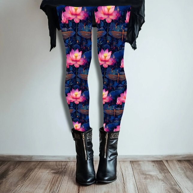 Dragonfly & Pink Lotus Design-Leggings Leggings (Von Creator hochgeladen)