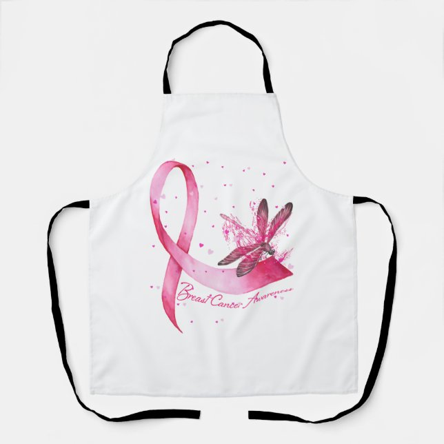 Dragonfly Pink Ribbon Brustkrebs Bewusstsein Schürze (Vorderseite)