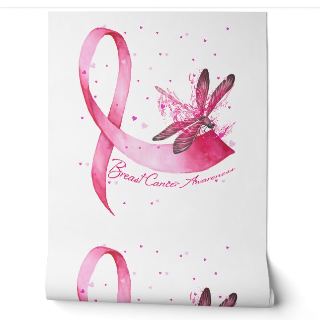 Dragonfly Pink Ribbon Brustkrebs Bewusstsein Tapete (Abrollen)