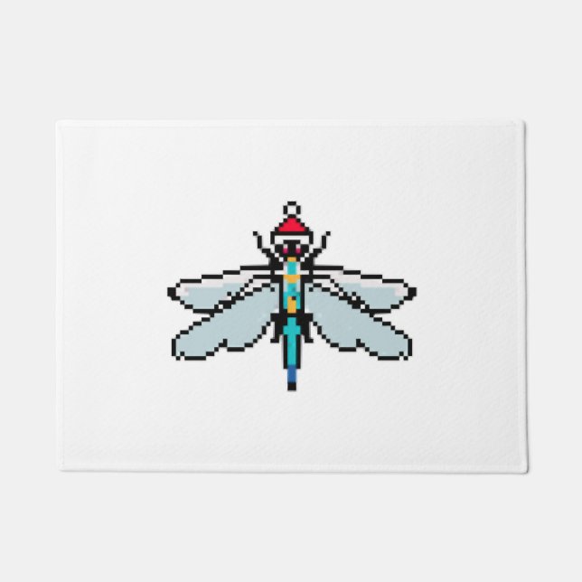 Dragonfly PixelChristmas - Funny Dragonfly Fußmatte (Vorderseite)