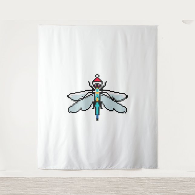Dragonfly PixelChristmas - Funny Dragonfly Wandteppich (Vorderseite)