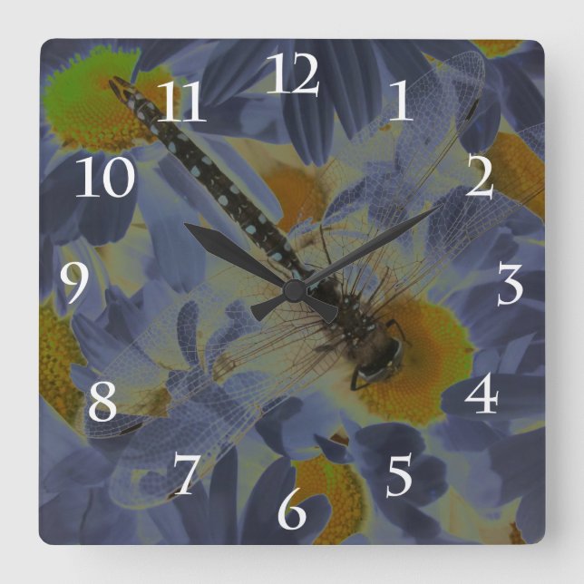 Dragonfly Quadratische Wanduhr (Vorderseite)