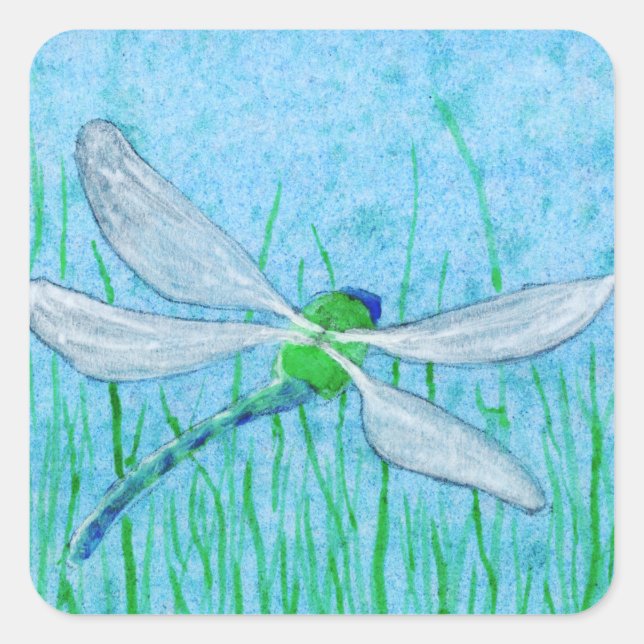 Dragonfly Quadratischer Aufkleber (Vorderseite)