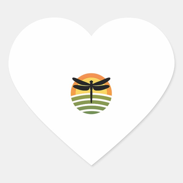 Dragonfly Retro (1) Herz-Aufkleber (Vorderseite)