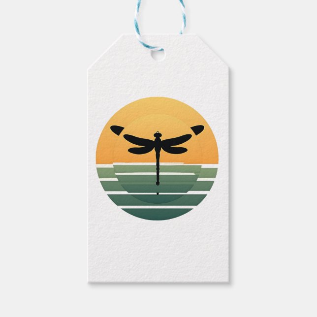 Dragonfly Retro (4) Geschenkanhänger (Vorderseite)