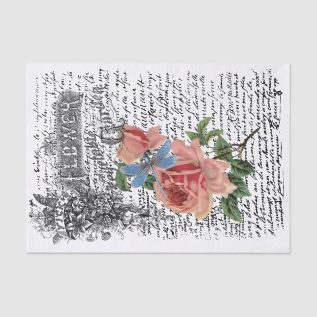 Dragonfly-Rose Seidenpapier (Vorderseite)