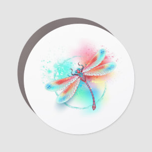 Dragonfly rouge sur l'arrière - plan aquarelle