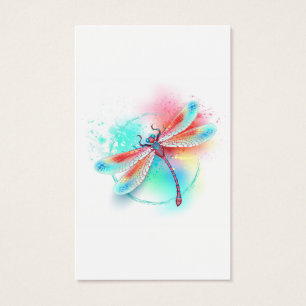 Dragonfly rouge sur l'arrière - plan aquarelle