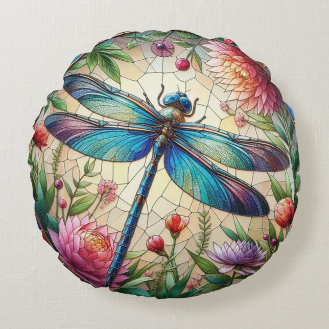 Dragonfly Round Kissen (Vorderseite)