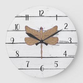 Dragonfly Rustic Shiplap Bauernhaus Dekoration Große Wanduhr