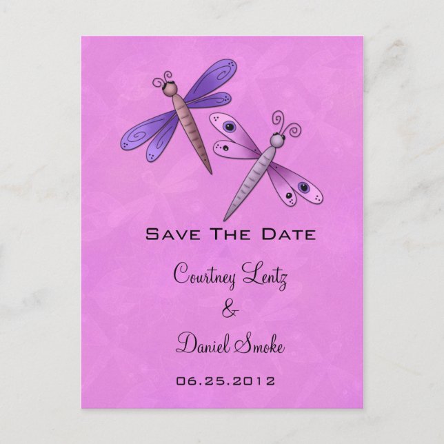 Dragonfly Save the Date Ankündigungspostkarte (Vorderseite)