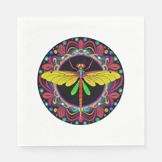 Dragonfly Schöne, bunt und verziert Serviette (Vorderseite)