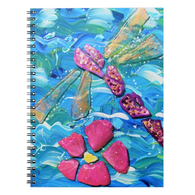 Dragonfly Sea Glass Mix Media Collage Notizblock (Vorderseite)