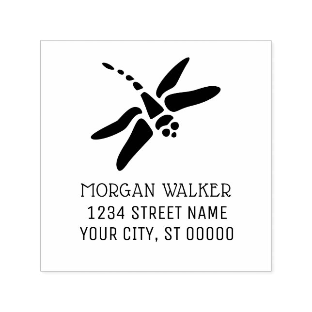 Dragonfly Silhouette #1 Insektenname Anschrift Permastempel (Design)