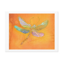 Dragonfly Silk peinture Carte postale