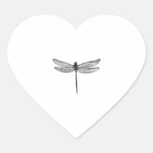 Dragonfly Sketch Herz-Aufkleber