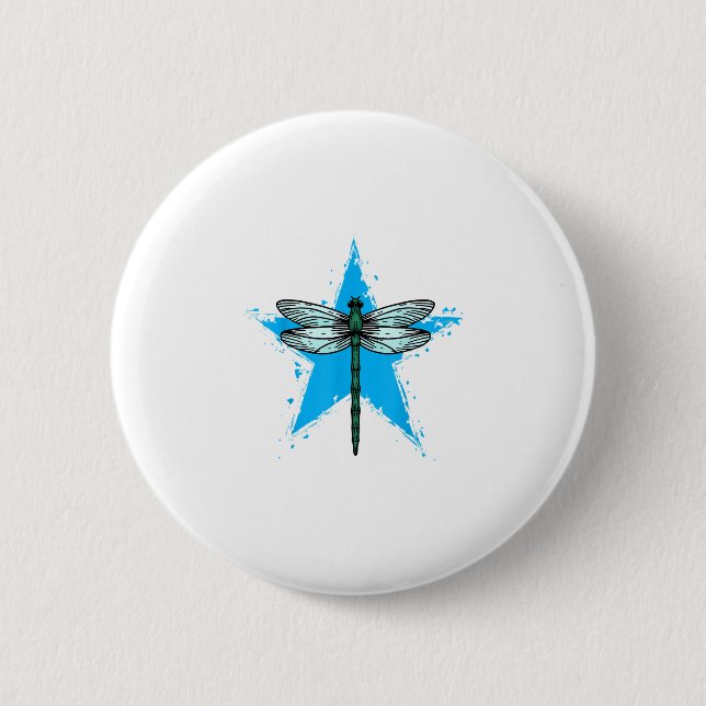 Dragonfly Star Design Insect Love Lover Dragonflie Button (Vorderseite)
