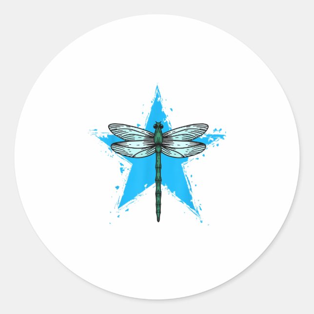 Dragonfly Star Design Insect Love Lover Dragonflie Runder Aufkleber (Vorderseite)