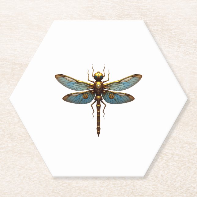 Dragonfly Steam Punk Insect Art Engineer Steampunk Untersetzer (Vorderseite)