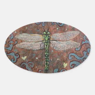 Dragonfly-Sticker Ovaler Aufkleber