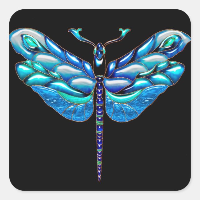 Dragonfly-Sticker Quadratischer Aufkleber (Vorderseite)