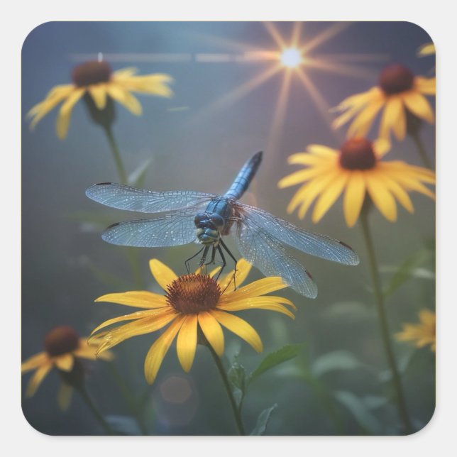 Dragonfly-Sticker Quadratischer Aufkleber (Vorderseite)