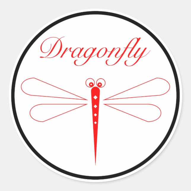 Dragonfly - Sticker rond classique blanc, brillant (Devant)