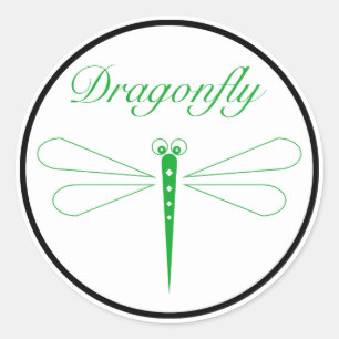 Dragonfly - Sticker rond classique blanc, brillant