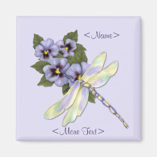 Dragonfly & Stiefmütterchen - Anpassen Magnet