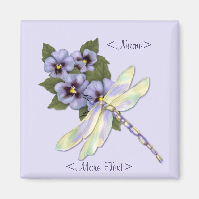 Dragonfly & Stiefmütterchen - Anpassen Magnet (Vorne)