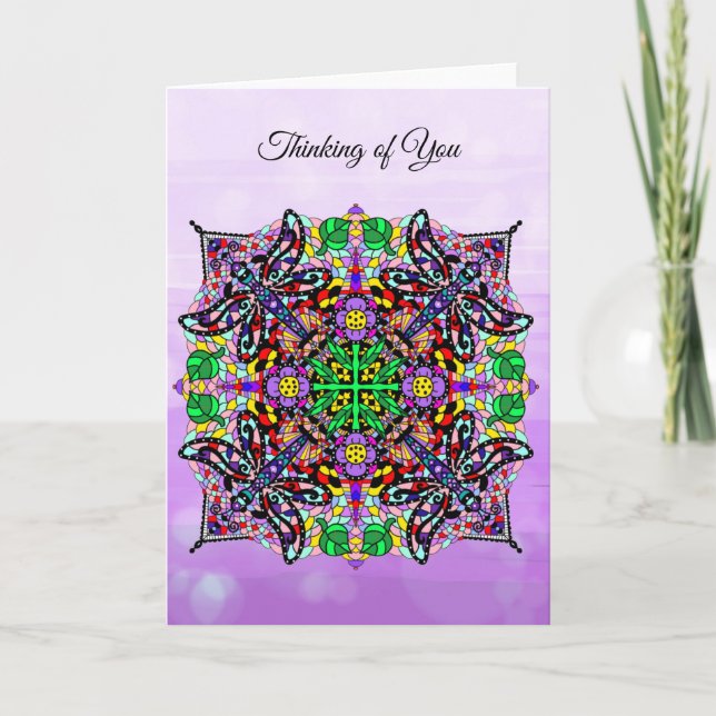 Dragonfly Themed Mandala Farbenfrohe Gedanken an S Karte (Vorderseite)