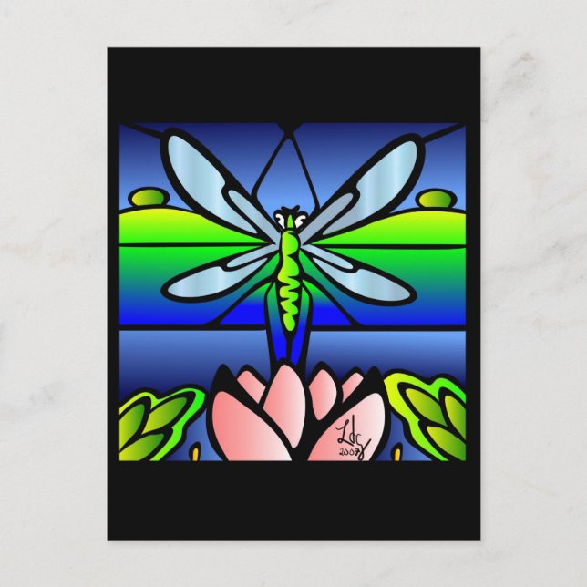 Dragonfly Tiffany Style Postkarte (Vorderseite)