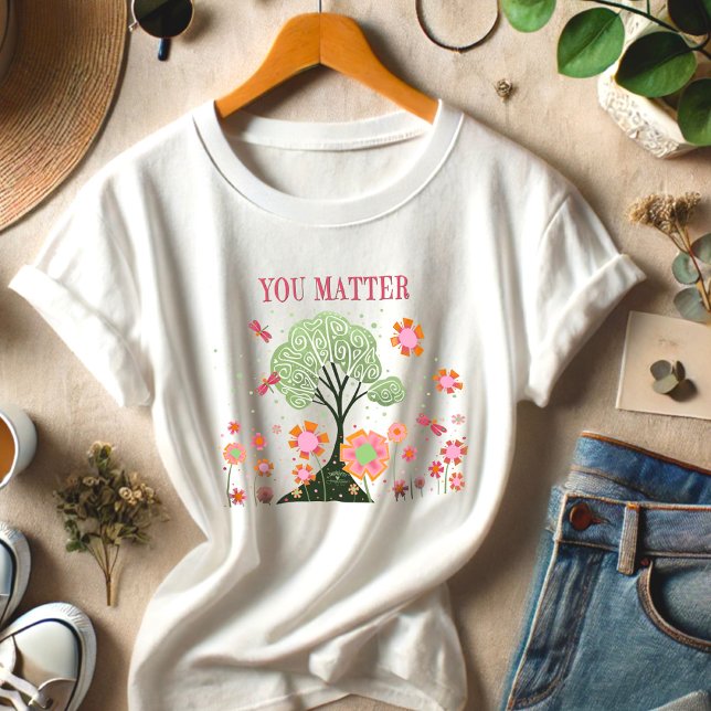 Dragonfly Tree You Matter Pink Green Inspirivity Tri-Blend Shirt (Von Creator hochgeladen)