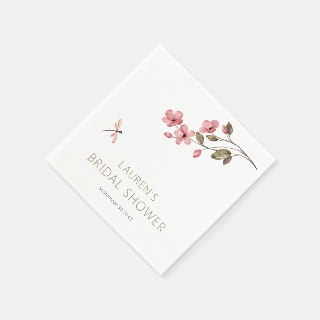 Dragonfly und Pink-Blossom-Brautparty Serviette (Ecke)