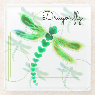 Dragonfly   Untersetzer aus Grünglas