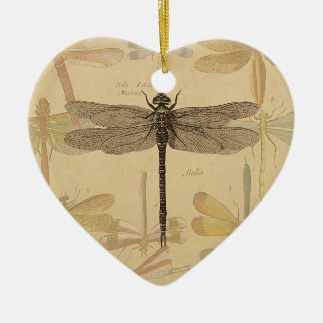 Dragonfly Vintag Antike klassische Natur Keramik Ornament (Vorne)