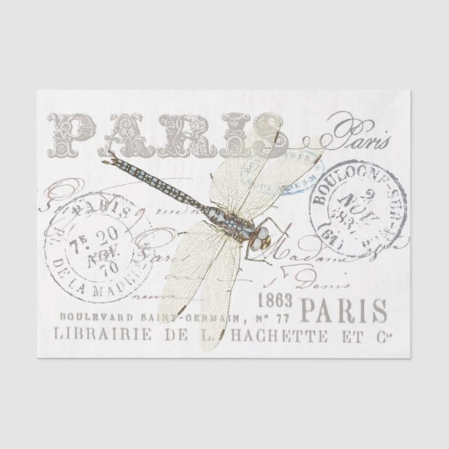 Dragonfly Vintag Paris Seidenpapier (Vorderseite)