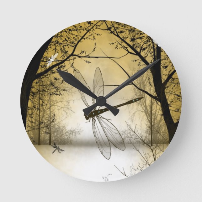 Dragonfly Wall Clock Runde Wanduhr (Vorderseite)