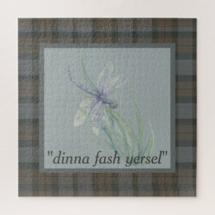 Dragonfly Watercolor Fraser Clan Tartan Kariert