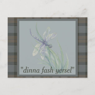Dragonfly Watercolor Fraser Clan Tartan Kariert Postkarte