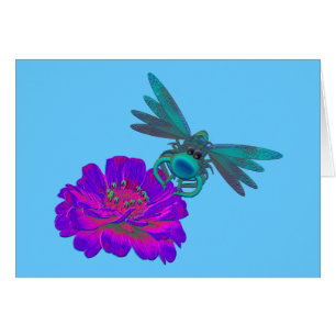 Dragonfly Whimsical sur la carte de fleurs