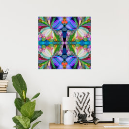 Dragonfly Wildblume Garden Abstrakt Poster