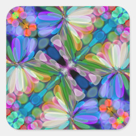 Dragonfly Wildblume Garden Abstrakt Quadratischer Aufkleber