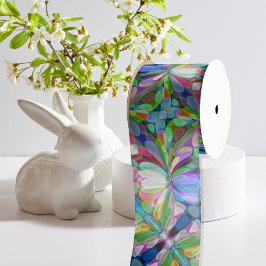 Dragonfly Wildblume Garden Abstrakt Satinband