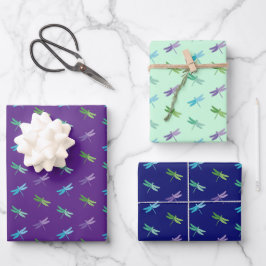 Dragonfly Wrapping Paper Flat Sheet Set 3 Geschenkpapier Set