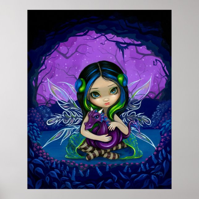 Dragonling Garden 2 Fantasy Dragon Fee Print Poster (Vorne)