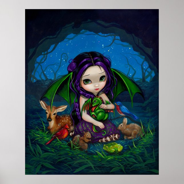 Dragonling Garden 3 Fantasy Fee Dragon Art Printin Poster (Vorne)