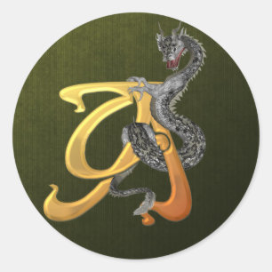 Dragonlore Initial A Runder Aufkleber