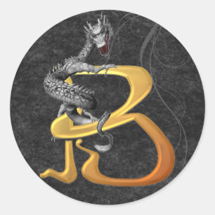 Dragonlore Initial B Runder Aufkleber